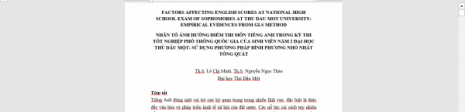 Factors affecting English scores at national high school exam of sophomores at Thu Dau Mot University: Empirical evidence from GLS method